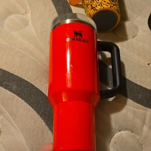 Stanley Bright Red Travel Tumbler with Black Handle